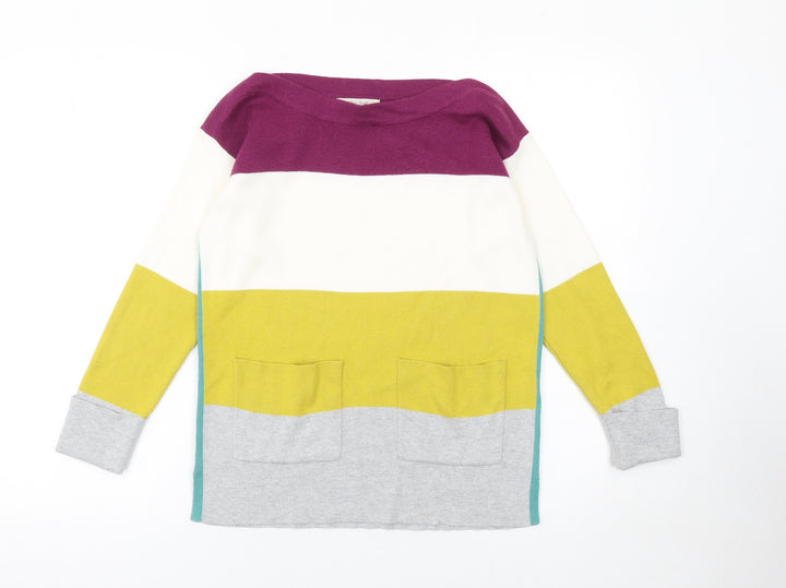 White Stuff Women's Multicoloured Striped Boat Neck Jumper Size 6
