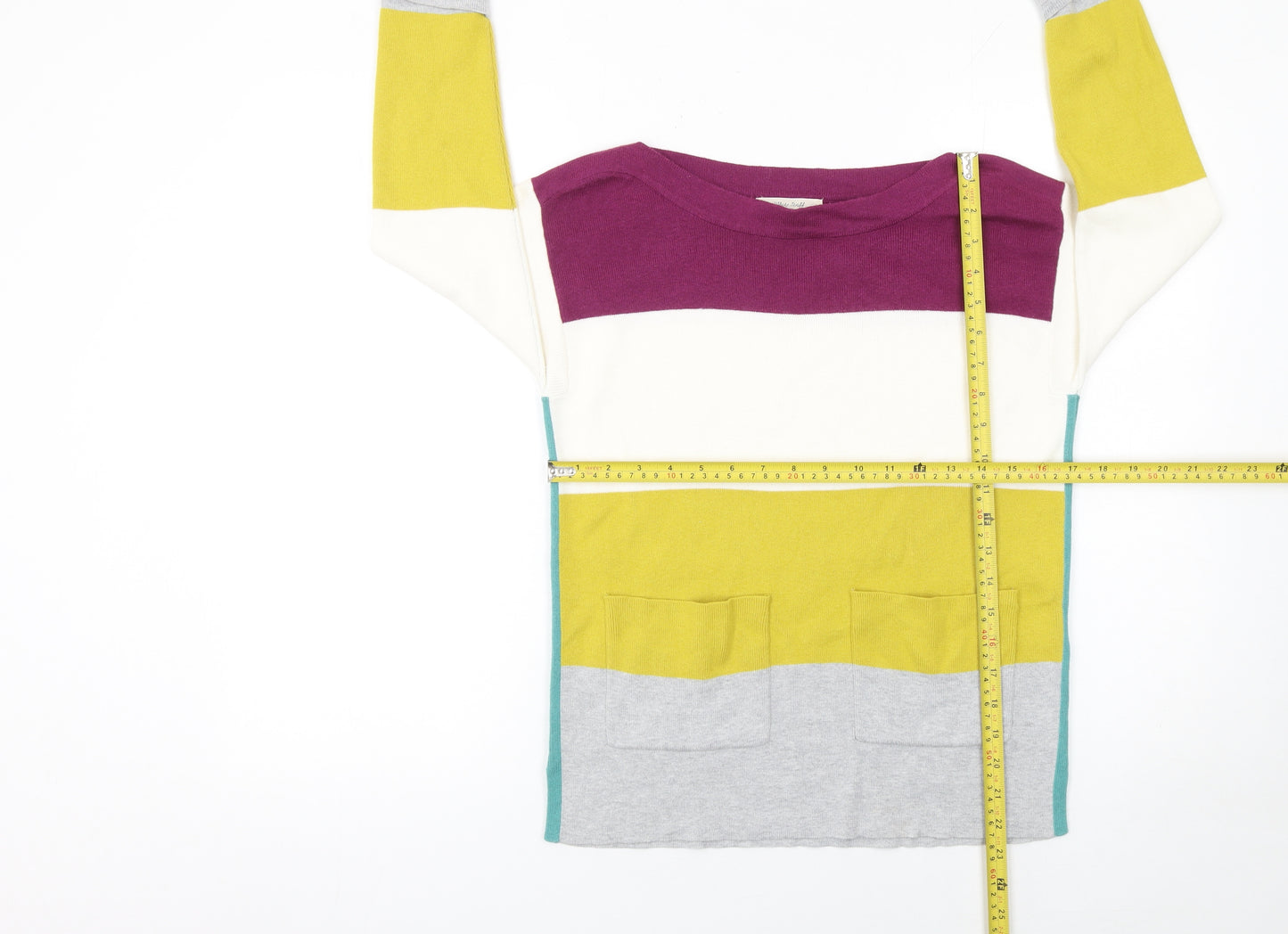 White Stuff Women's Multicoloured Striped Boat Neck Jumper Size 6