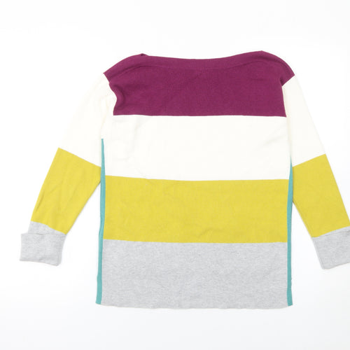 White Stuff Women's Multicoloured Striped Boat Neck Jumper Size 6
