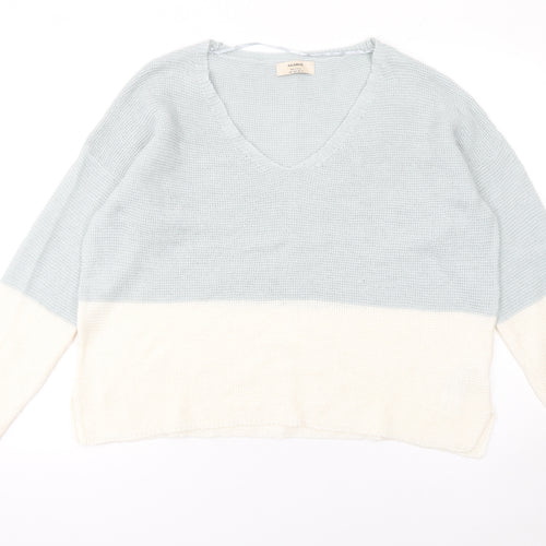 Pull&Bear Women’s Multicoloured Knit V-Neck Pullover Jumper Size L