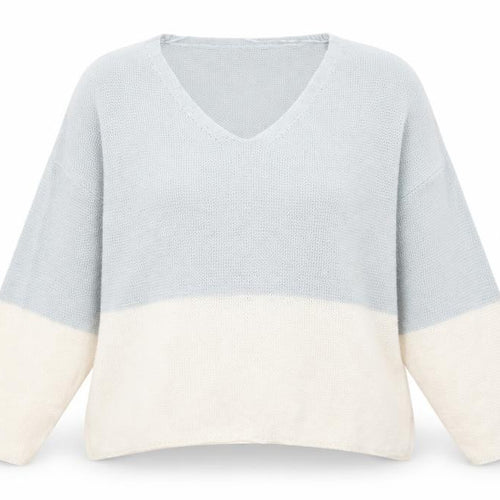 Pull&Bear Women’s Multicoloured Knit V-Neck Pullover Jumper Size L