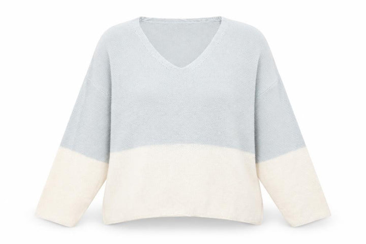 Pull&Bear Women’s Multicoloured Knit V-Neck Pullover Jumper Size L
