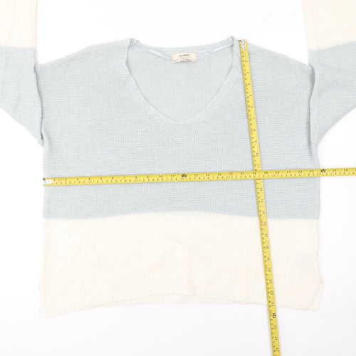 Pull&Bear Women’s Multicoloured Knit V-Neck Pullover Jumper Size L