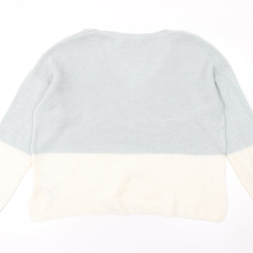 Pull&Bear Women’s Multicoloured Knit V-Neck Pullover Jumper Size L