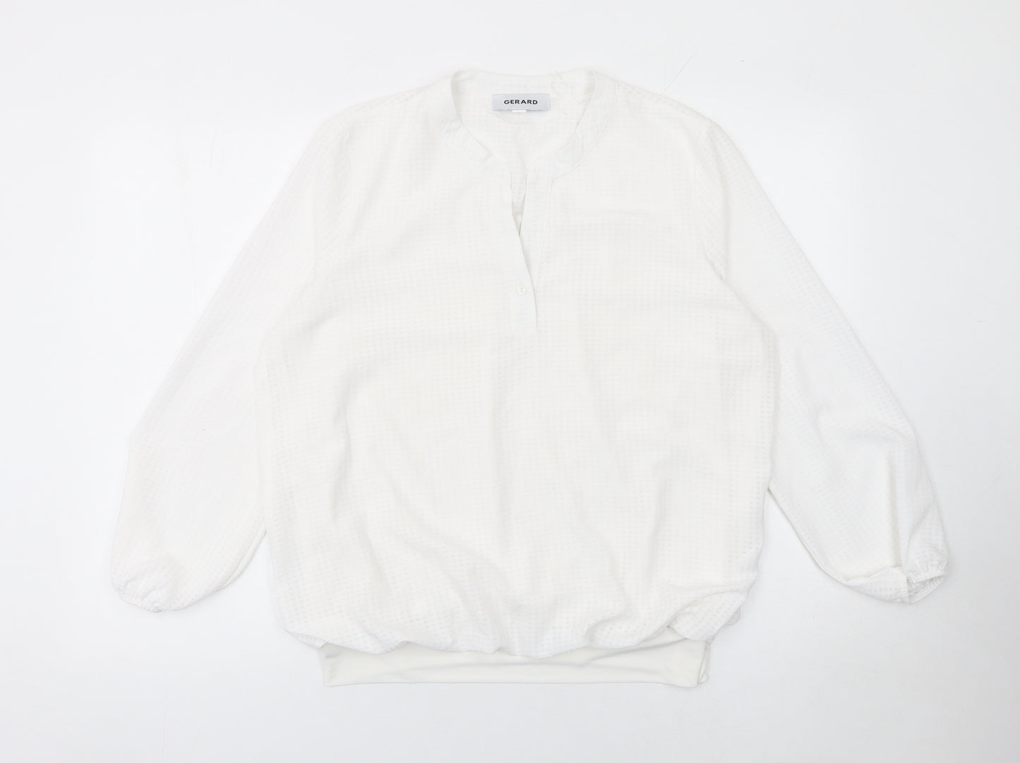 Gerard Women White Cotton Tunic Blouse Size 14 Long Sleeve