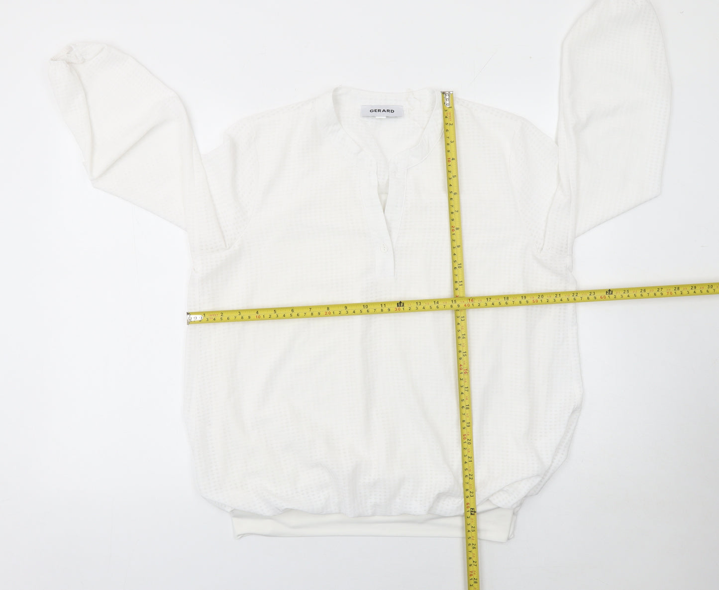 Gerard Women White Cotton Tunic Blouse Size 14 Long Sleeve