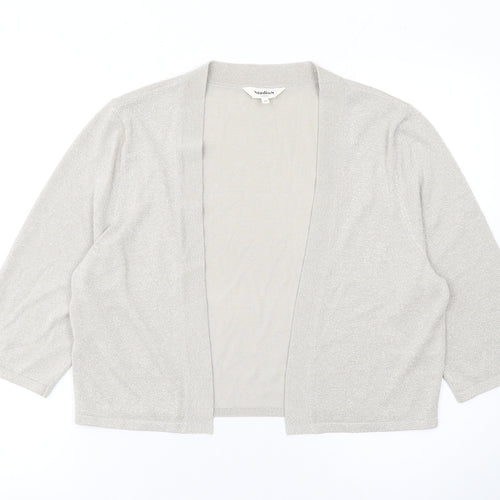Studio8 London Women’s Silver 3/4 Sleeve Open Knit Cardigan Size 20