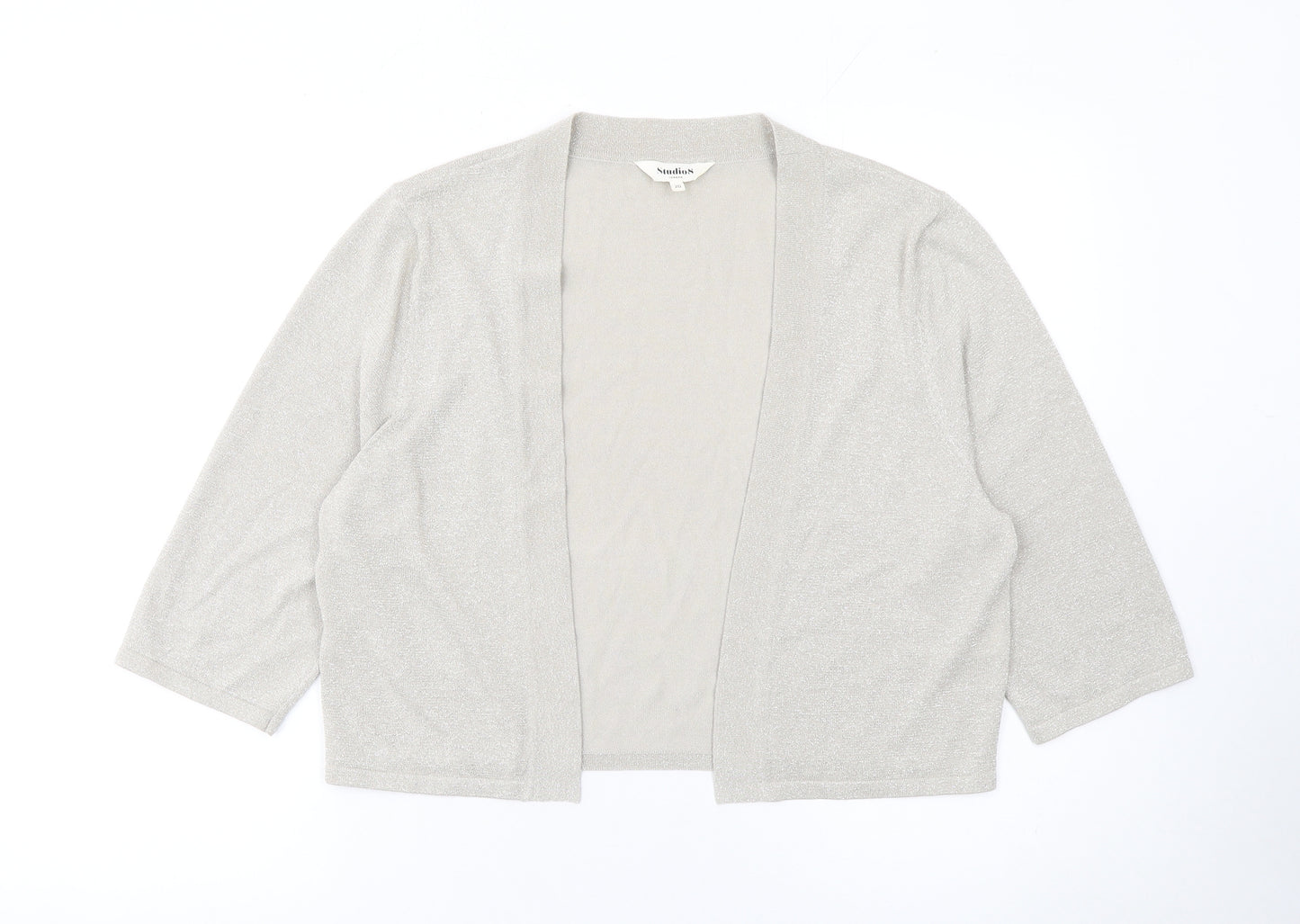 Studio8 London Women’s Silver 3/4 Sleeve Open Knit Cardigan Size 20