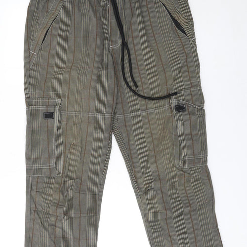 bpc bonprix Men's Brown Striped Cargo Trousers Size 36R