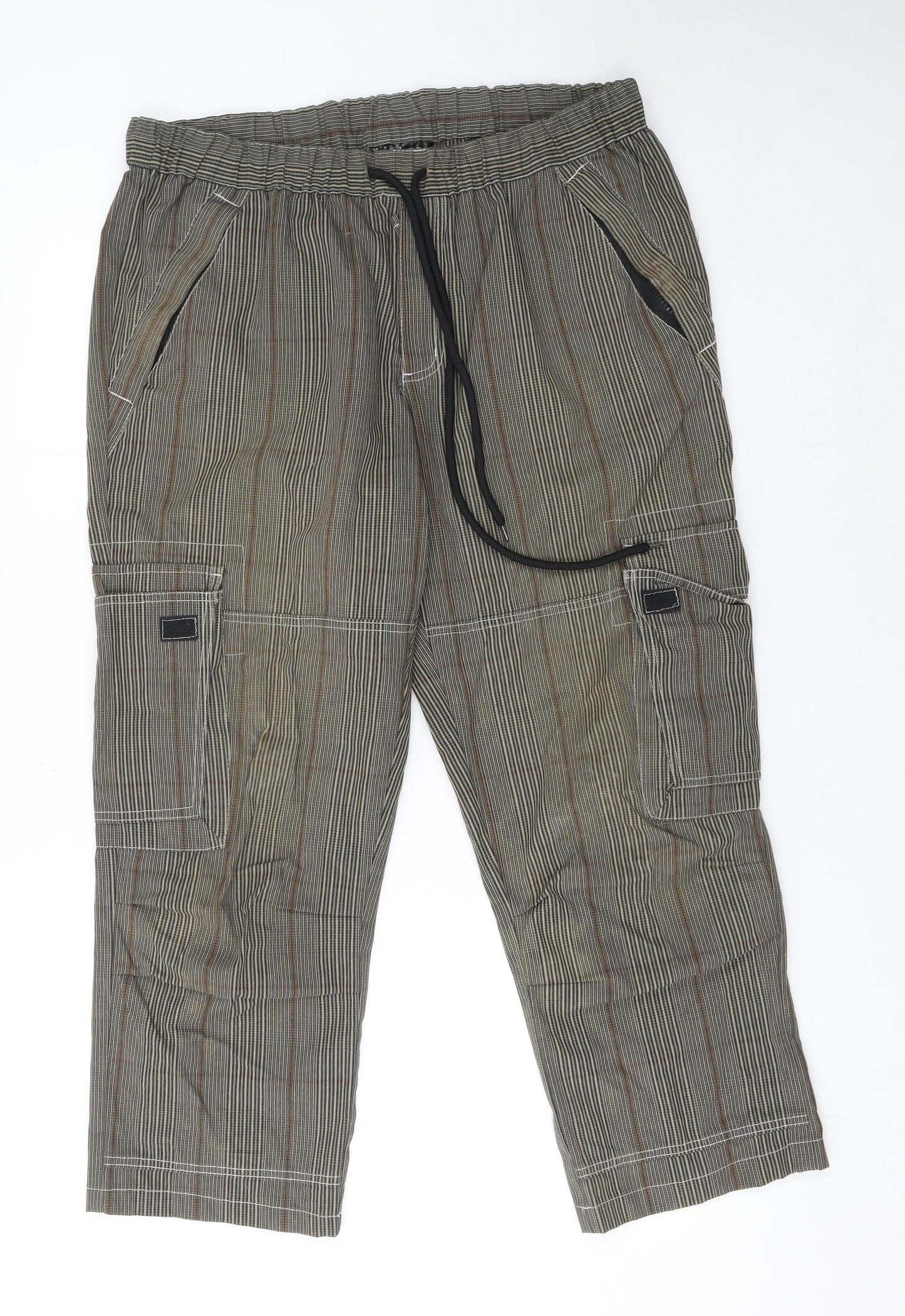 bpc bonprix Men's Brown Striped Cargo Trousers Size 36R