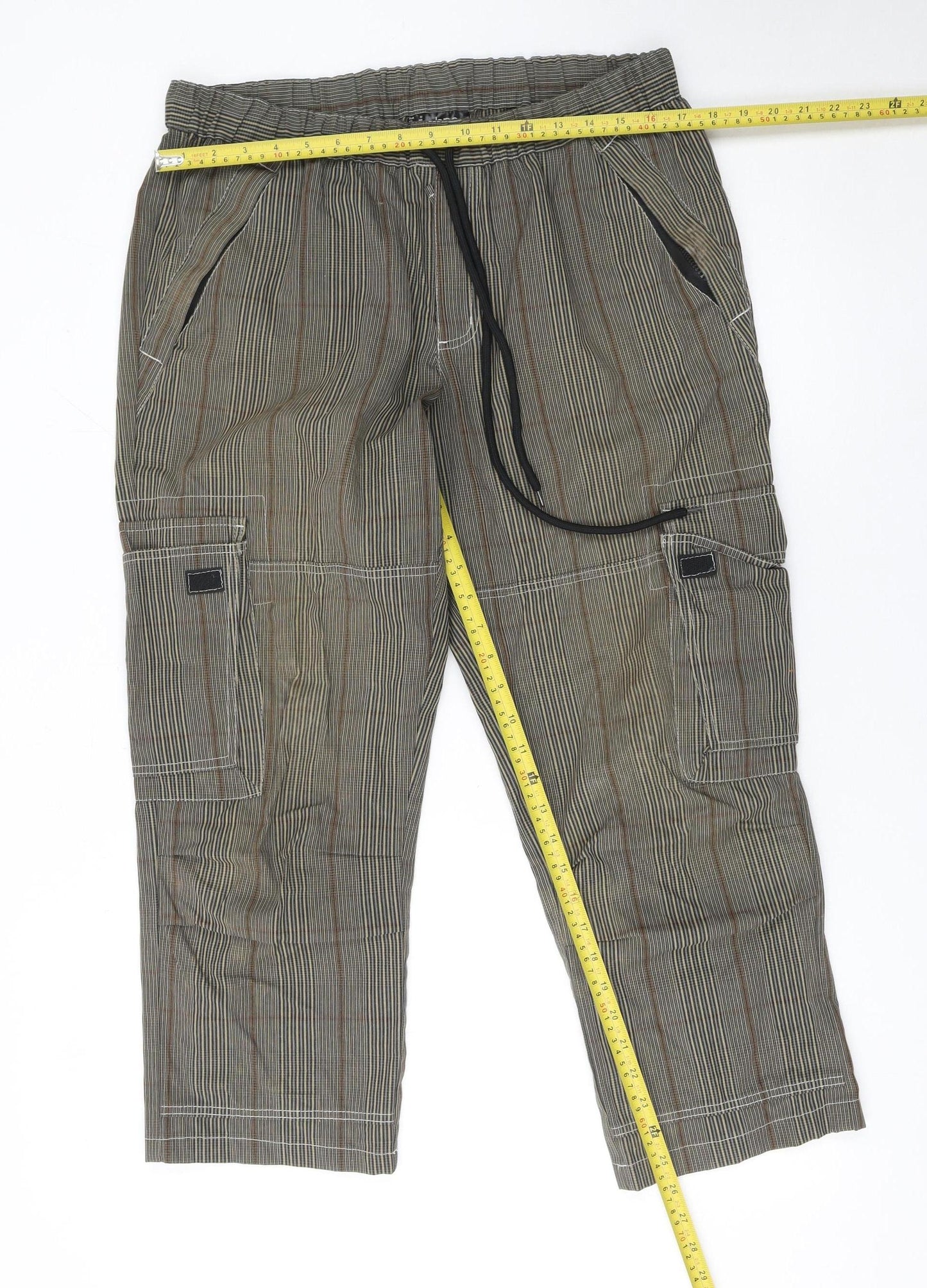 bpc bonprix Men's Brown Striped Cargo Trousers Size 36R