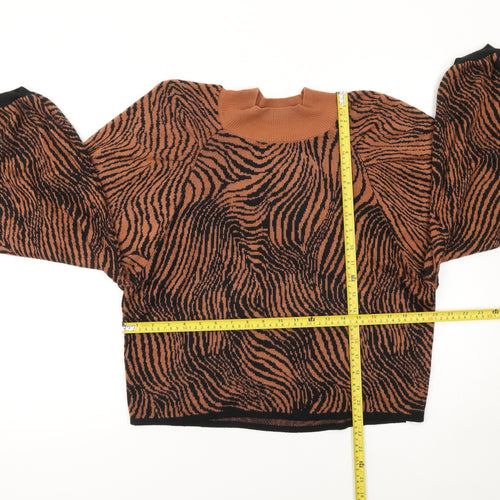 ASOS Women Brown Animal Print High Neck Jumper Size 14