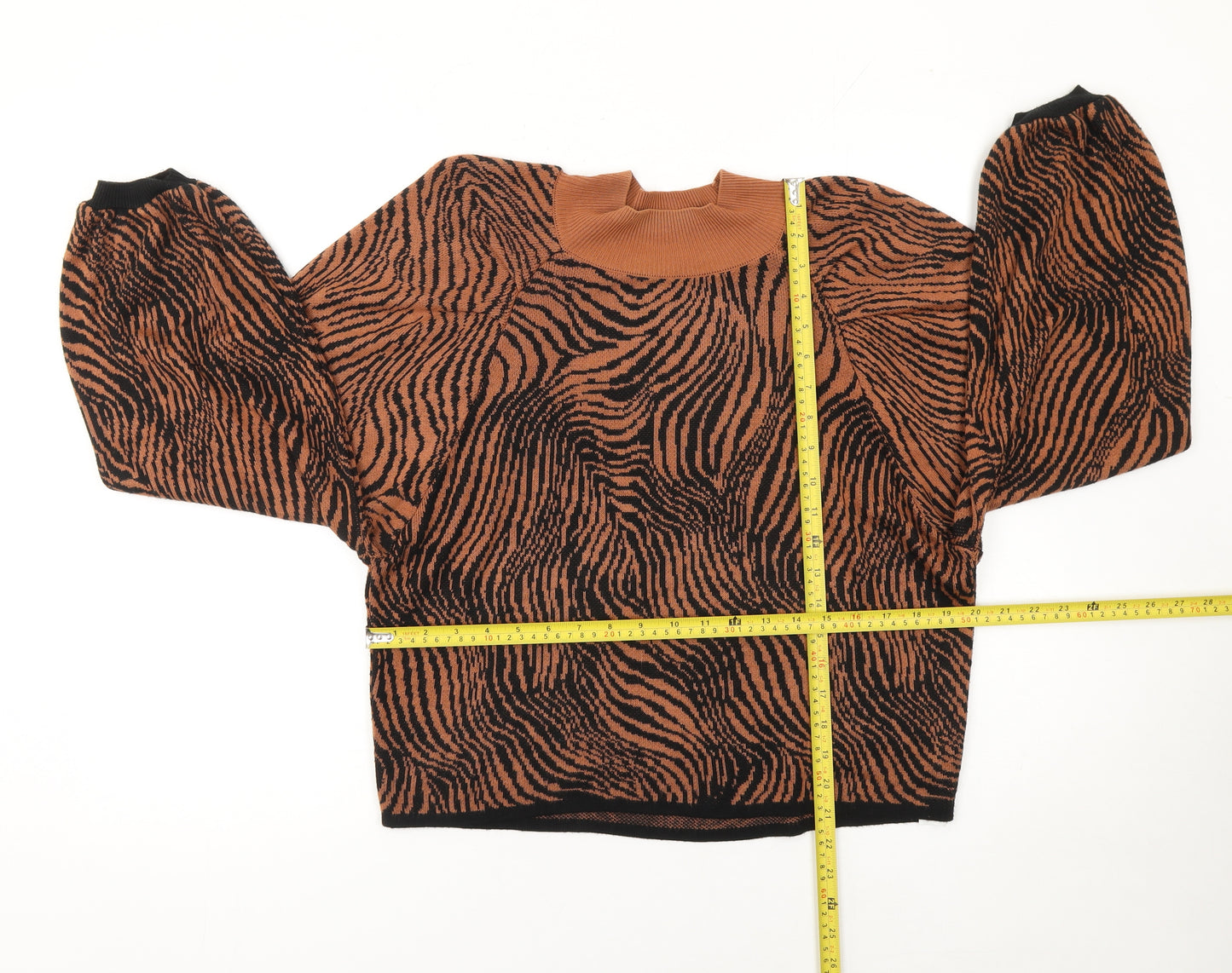 ASOS Women Brown Animal Print High Neck Jumper Size 14