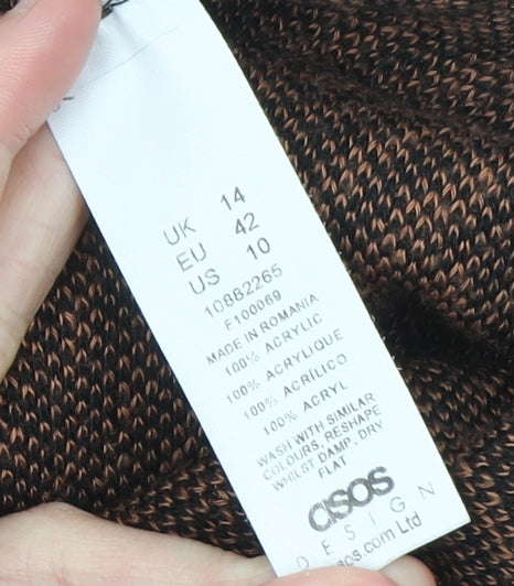 ASOS Women Brown Animal Print High Neck Jumper Size 14