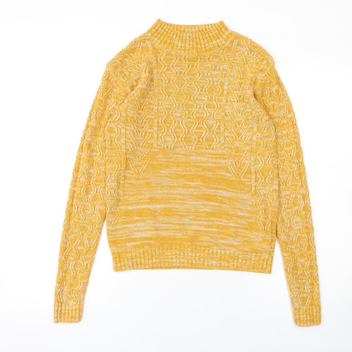 Matalan Women's Yellow Cable Knit Mock Neck Jumper Size S