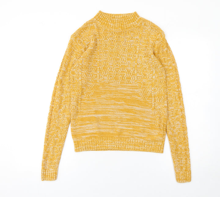 Matalan Women's Yellow Cable Knit Mock Neck Jumper Size S