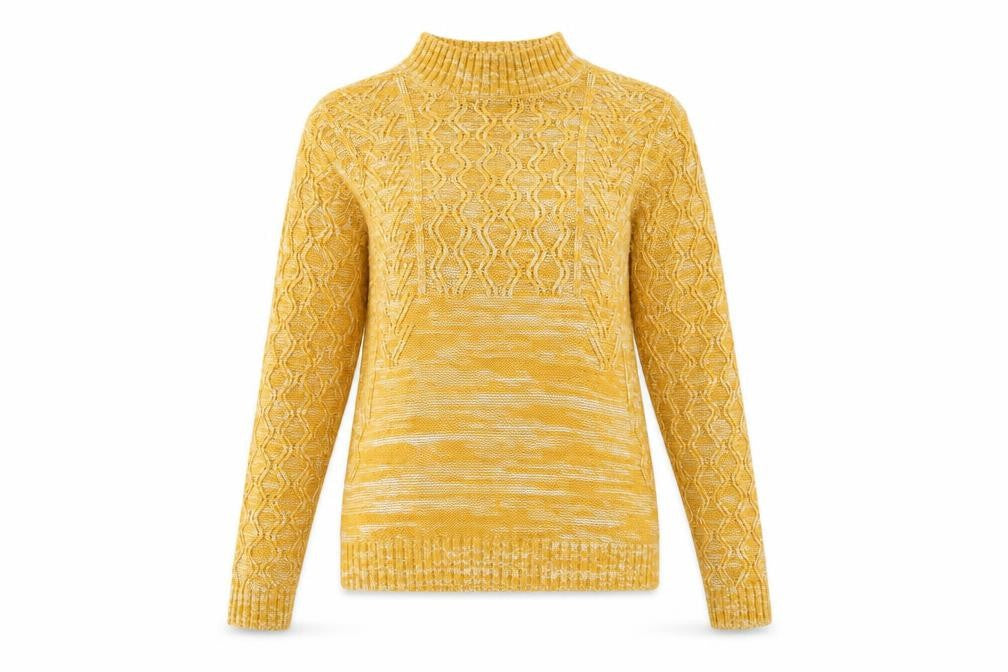 Matalan Women's Yellow Cable Knit Mock Neck Jumper Size S