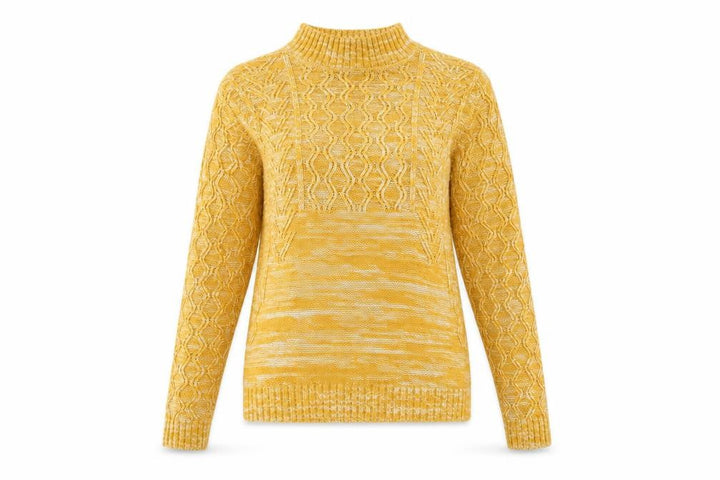 Matalan Women's Yellow Cable Knit Mock Neck Jumper Size S