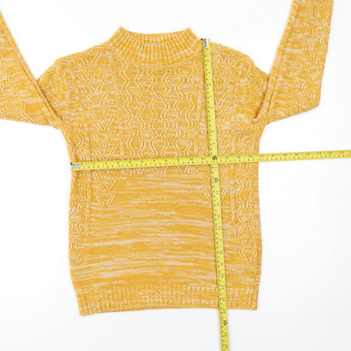 Matalan Women's Yellow Cable Knit Mock Neck Jumper Size S