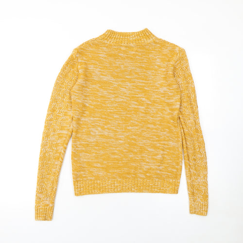 Matalan Women's Yellow Cable Knit Mock Neck Jumper Size S