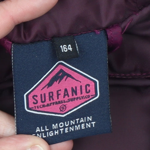 Surfanic Girls Purple Hooded Puffer Jacket Size 164 Winter Quilted Coat
