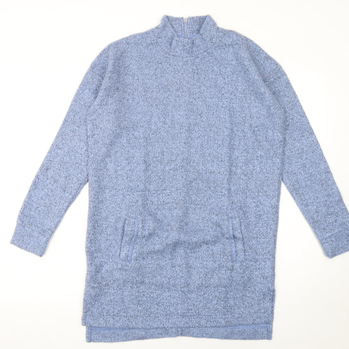 Next Womens Blue Jumper Dress Size 8 Long Sleeve Knit Zip