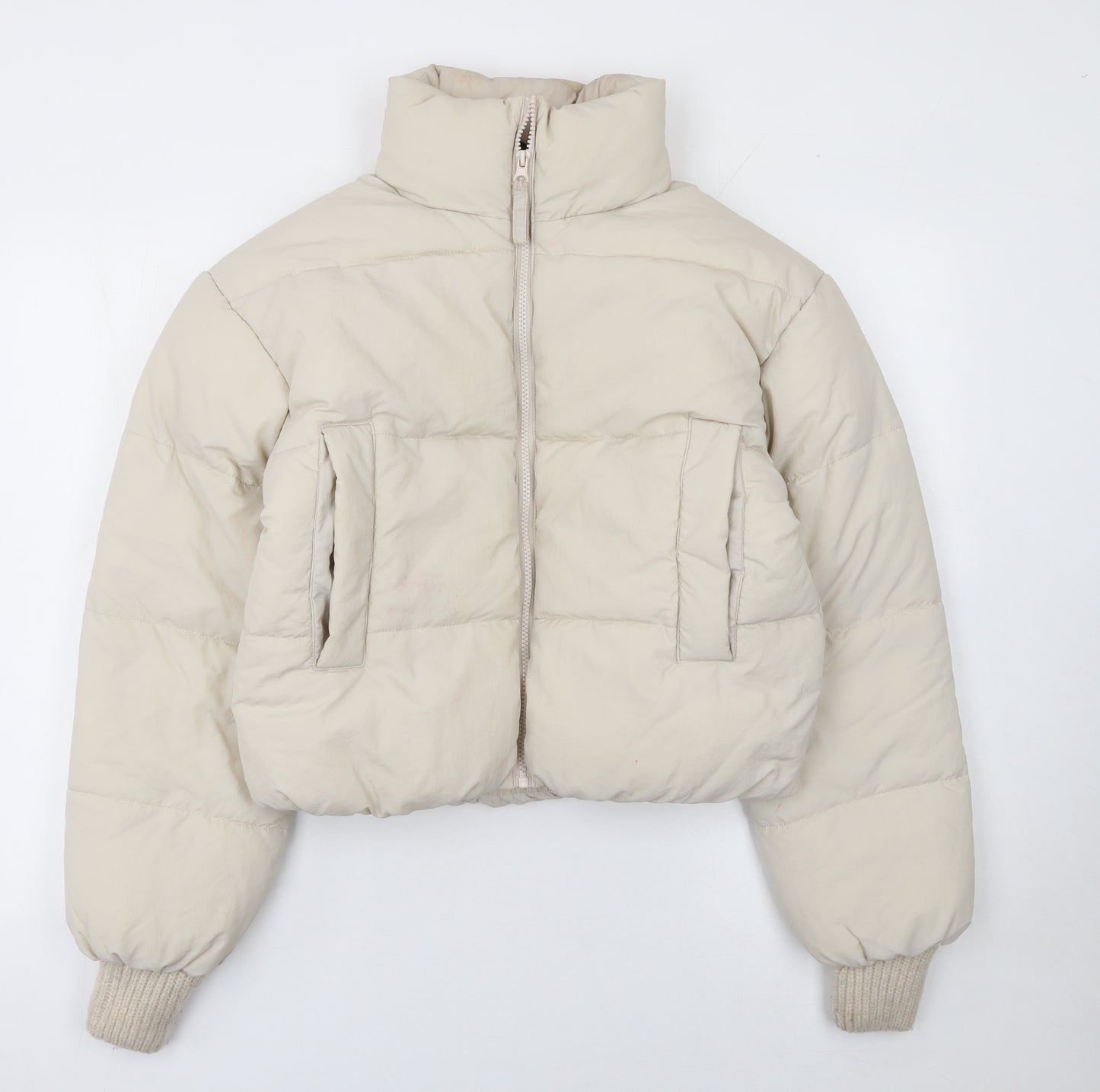 H&M Divided Women’s Beige Cropped Puffer Jacket Size S