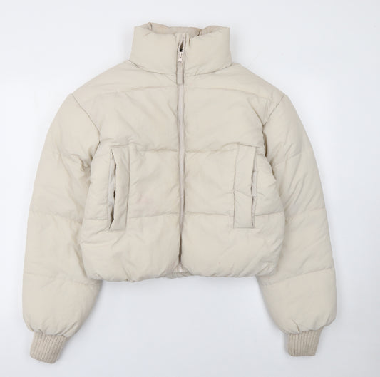 H&M Divided Women’s Beige Cropped Puffer Jacket Size S