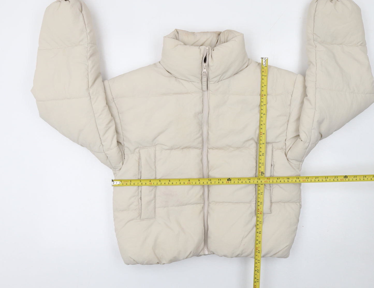 H&M Divided Women’s Beige Cropped Puffer Jacket Size S