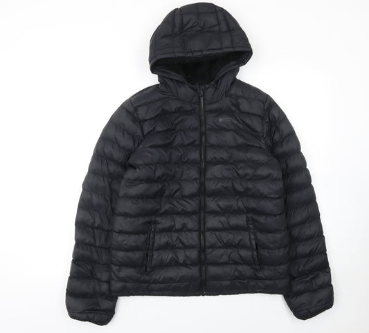 Mountain Warehouse Boys Black 13 Years Hooded Puffer Jacket Water Resistant