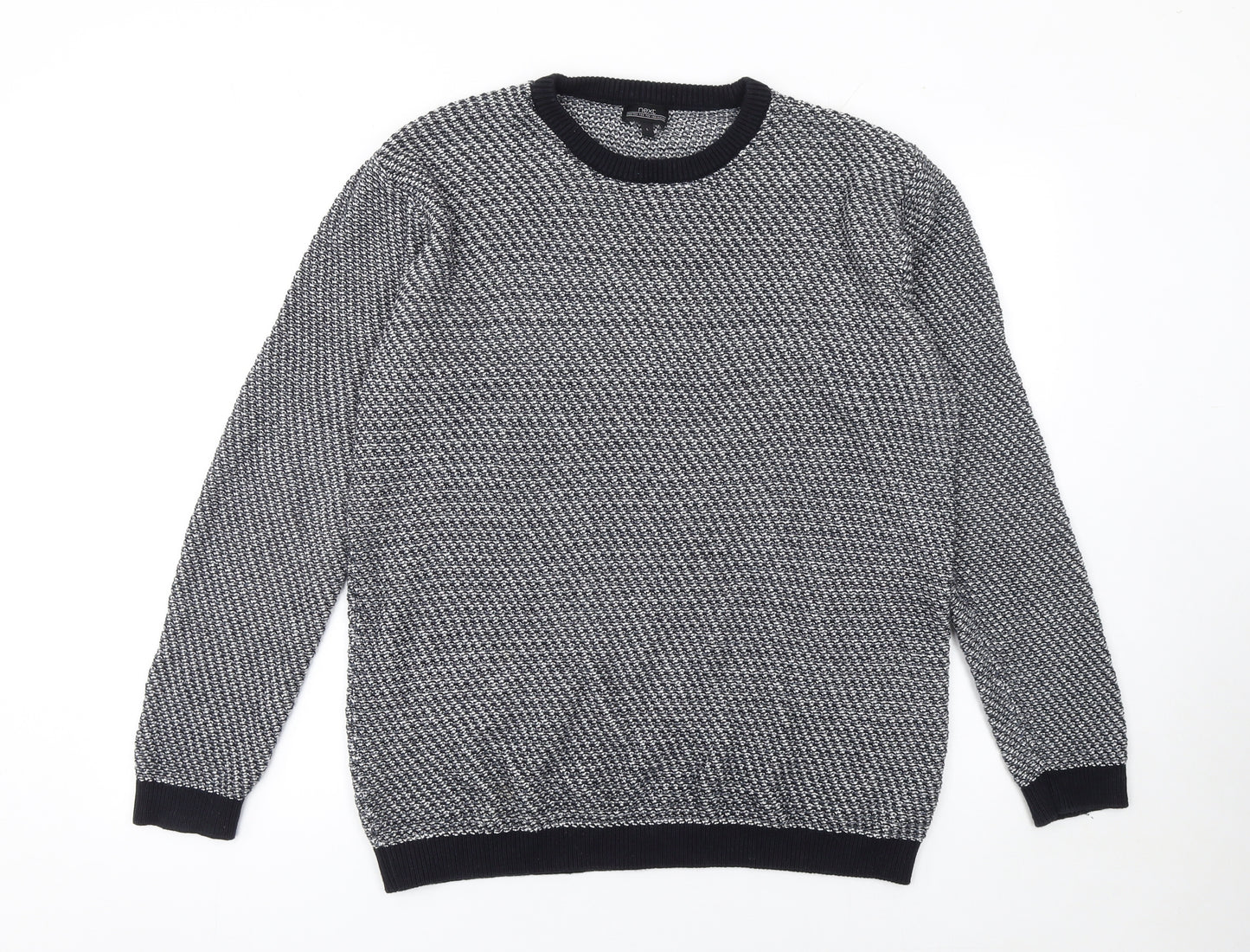 Next Men’s Grey Cotton Waffle-Knit Crew Neck Jumper Size L
