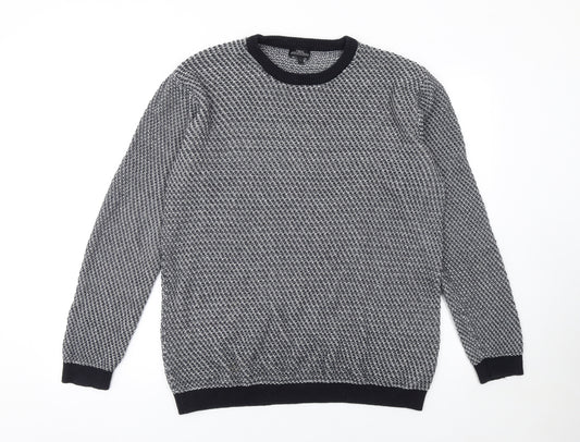 Next Men’s Grey Cotton Waffle-Knit Crew Neck Jumper Size L