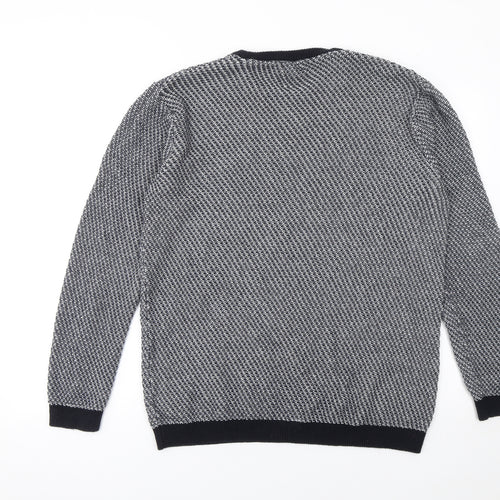 Next Men’s Grey Cotton Waffle-Knit Crew Neck Jumper Size L