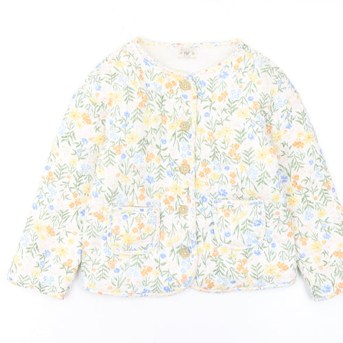 F&F Girls Multicoloured Floral Quilted Cotton Jacket 4-5 Years