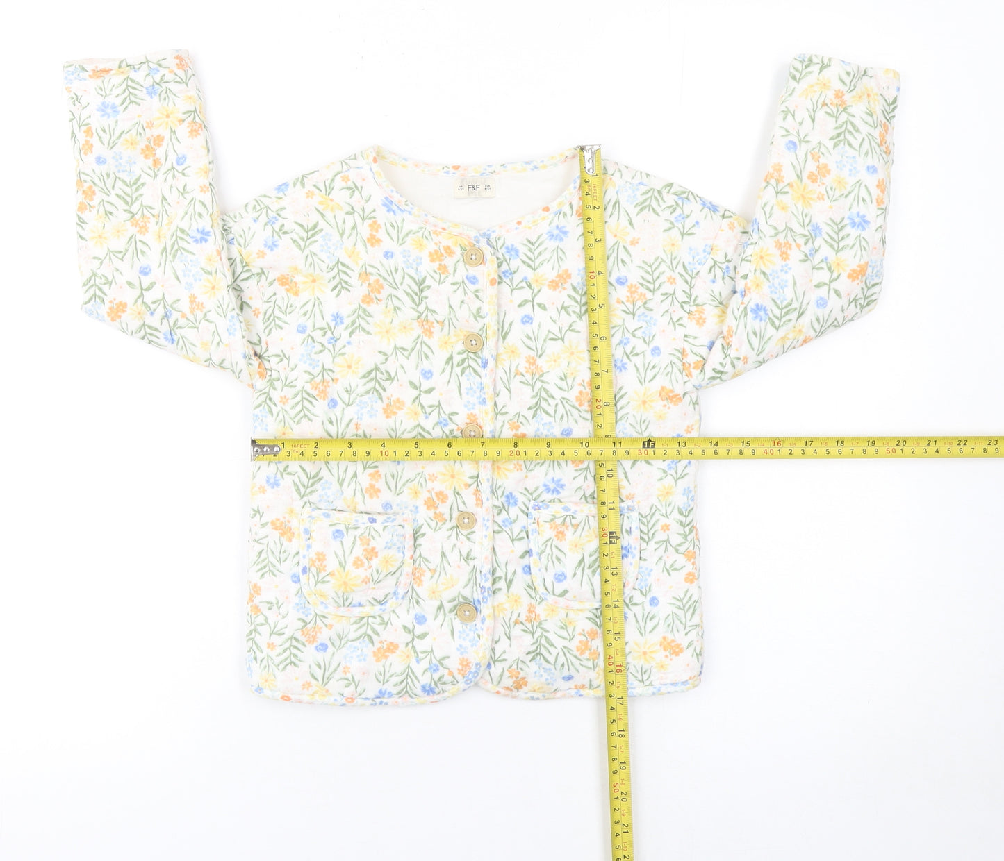 F&F Girls Multicoloured Floral Quilted Cotton Jacket 4-5 Years