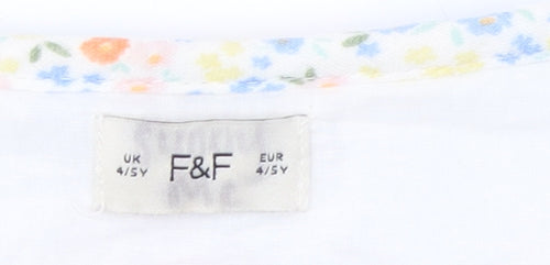 F&F Girls Multicoloured Floral Quilted Cotton Jacket 4-5 Years