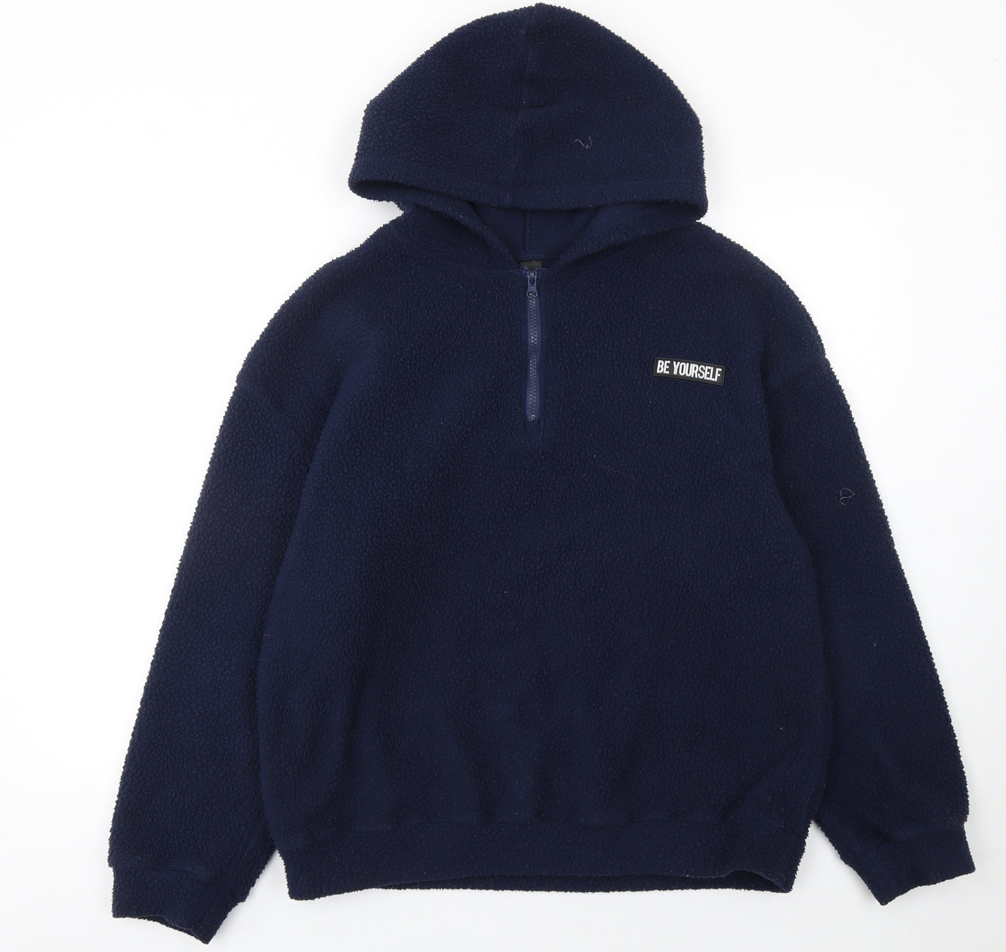 Manfinity Women's Navy Fleece 1/2 Zip Hooded Sweatshirt M
