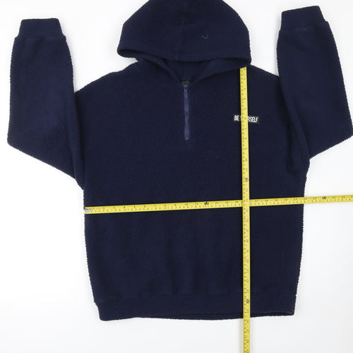 Manfinity Women's Navy Fleece 1/2 Zip Hooded Sweatshirt M