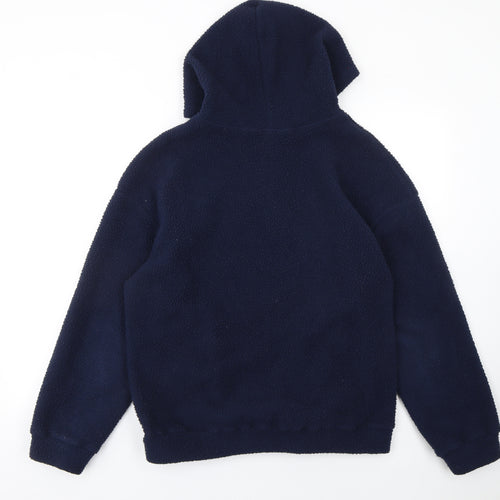 Manfinity Women's Navy Fleece 1/2 Zip Hooded Sweatshirt M
