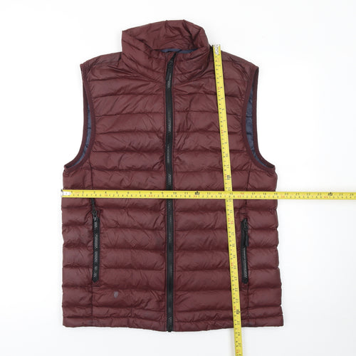 Next Men's Brown Puffer Down Waistcoat Small Lightweight Zip Vest