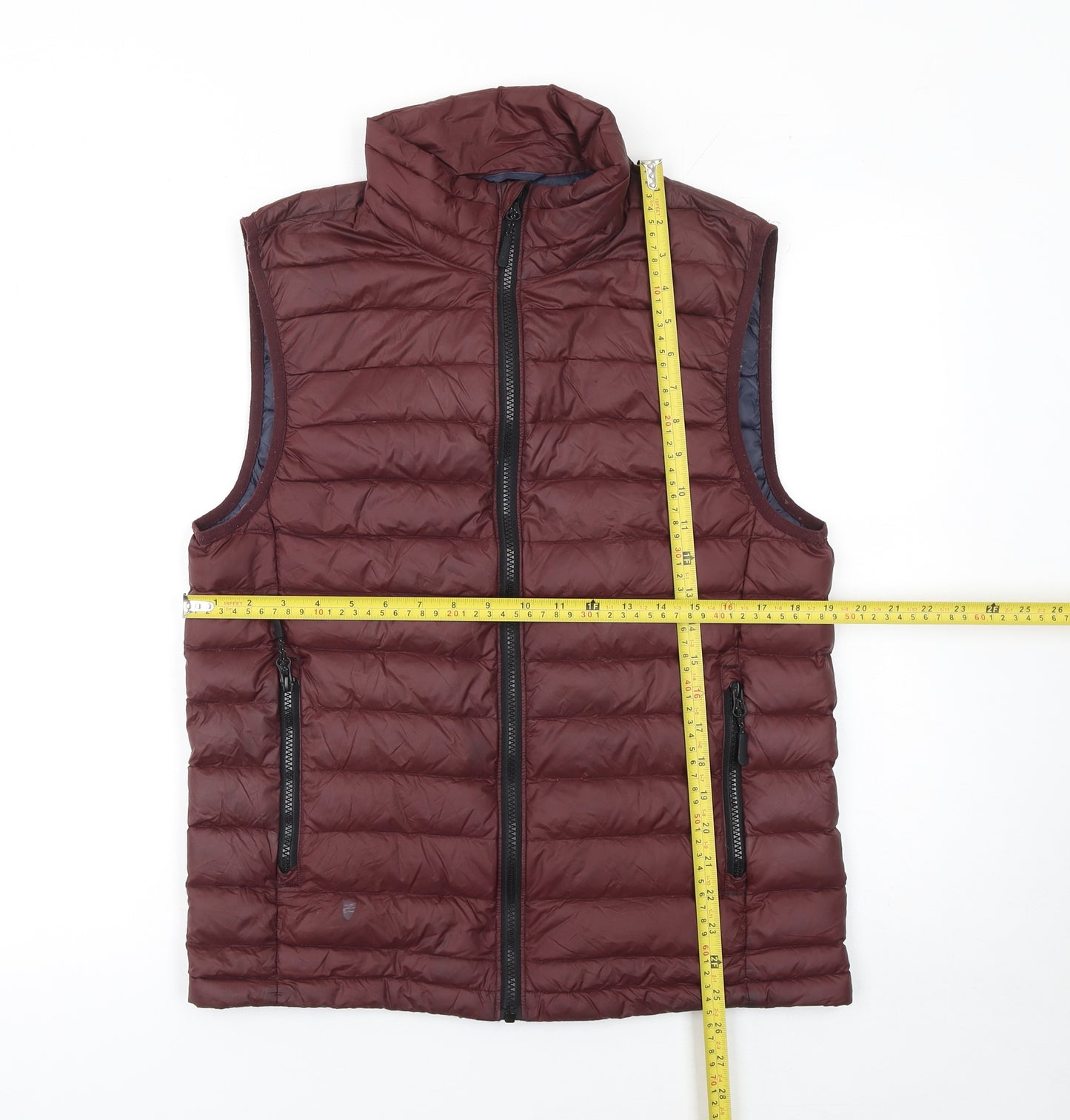Next Men's Brown Puffer Down Waistcoat Small Lightweight Zip Vest