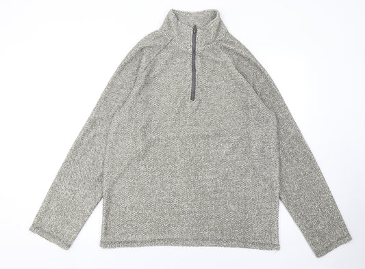 Headland Men's Grey Knit 1/4 Zip Pullover Sweatshirt L