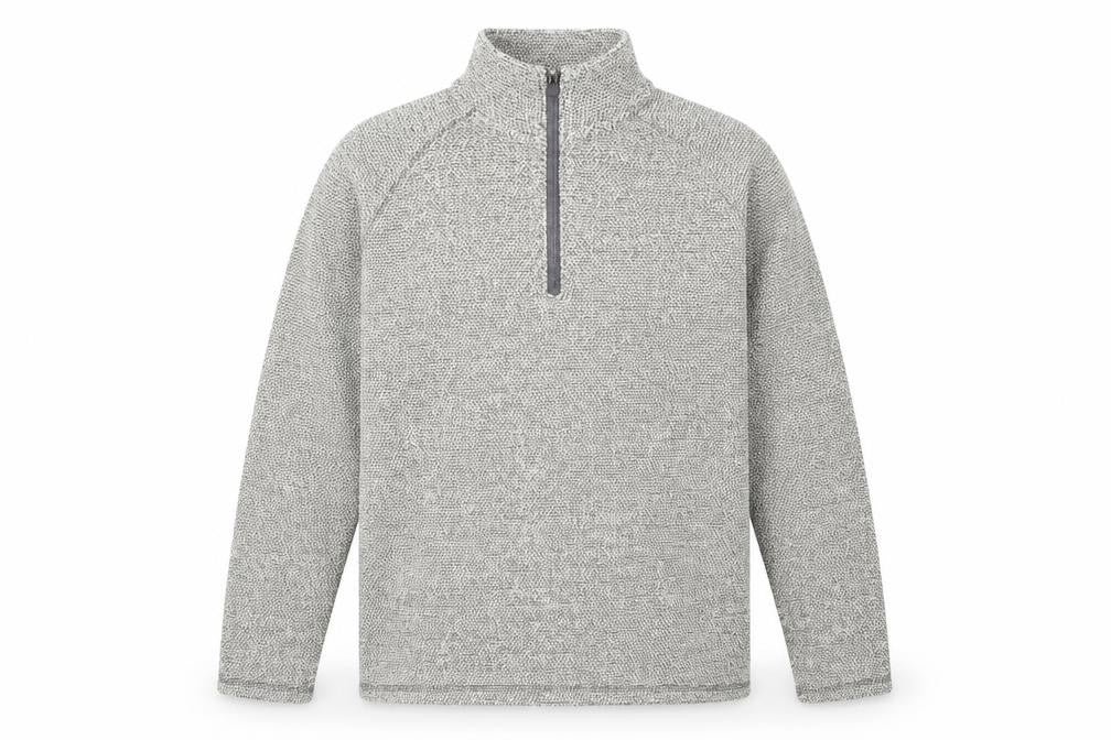 Front view of Headland Men's Grey Knit 1/4 Zip Pullover Sweatshirt L