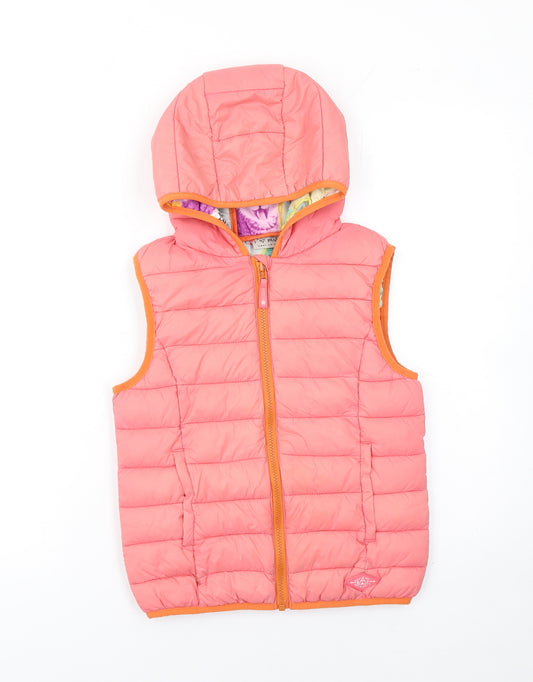 Next Girls Pink Hooded Puffer Gilet Waistcoat 10 Years Nylon