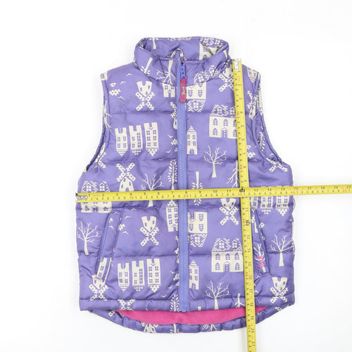 Kite Girls Purple Puffer Waistcoat 8 Years Quilted Polyester Zip Up