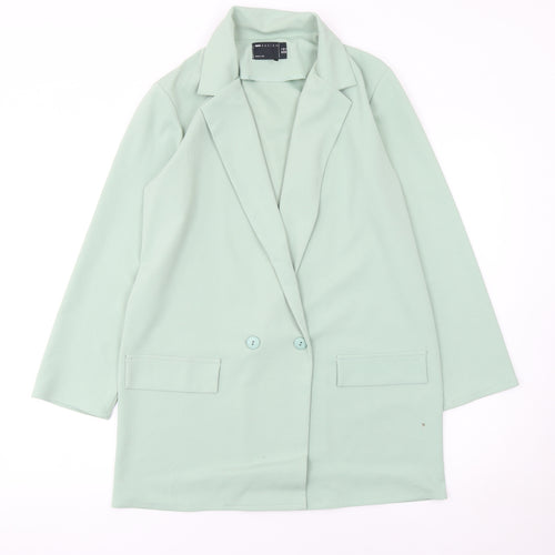 ASOS DESIGN Women’s Green Double-Breasted Long Blazer Jacket Size 6