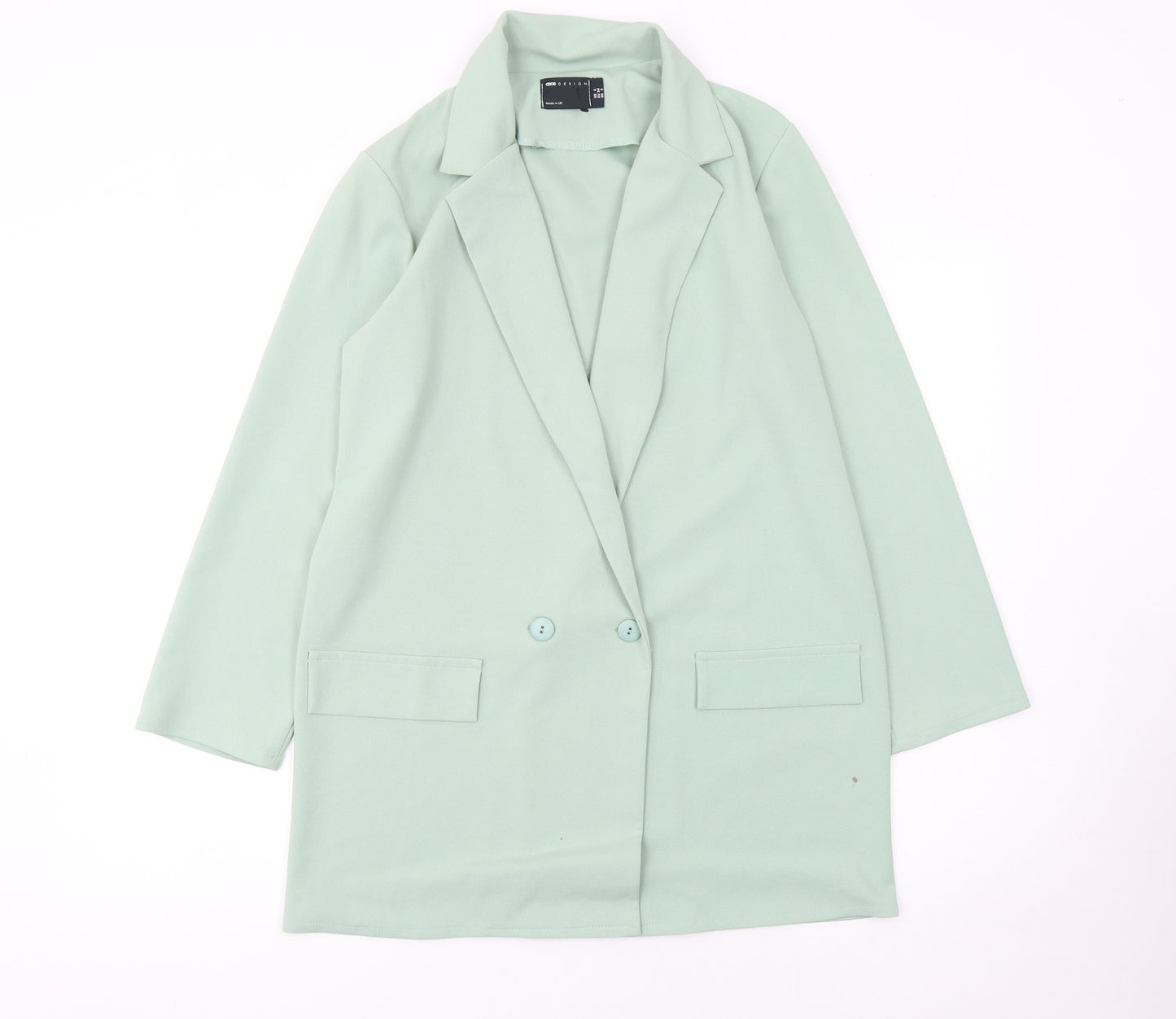 ASOS DESIGN Women’s Green Double-Breasted Long Blazer Jacket Size 6