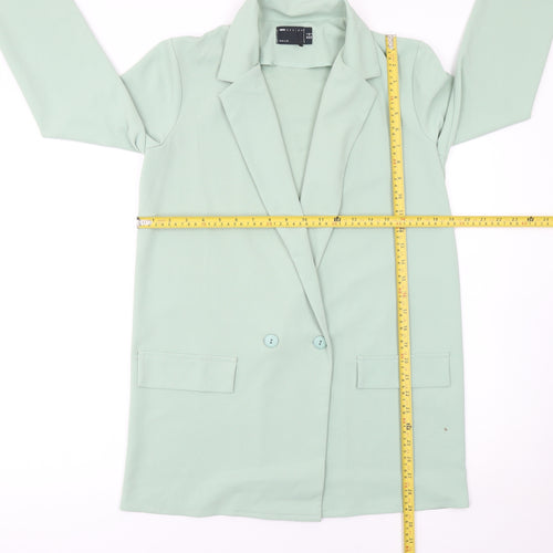 ASOS DESIGN Women’s Green Double-Breasted Long Blazer Jacket Size 6