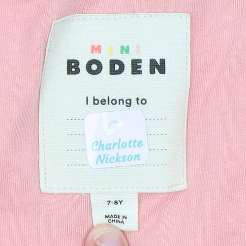 Mini Boden Girls Pink Floral Hooded Puffer Jacket 7-8 Years Quilted Sherpa