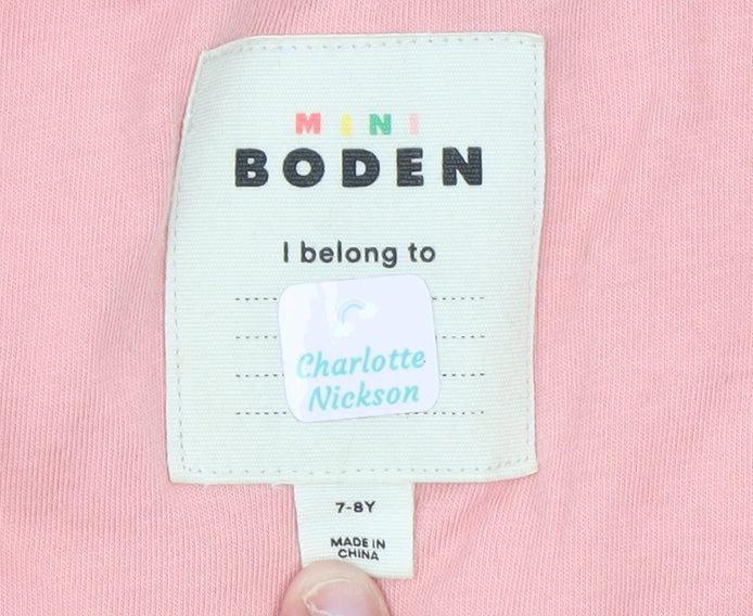 Mini Boden Girls Pink Floral Hooded Puffer Jacket 7-8 Years Quilted Sherpa